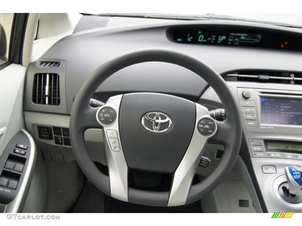 2012 Toyota Prius 3rd Gen Three Hybrid Misty Gray Steering Wheel Photo #71958966