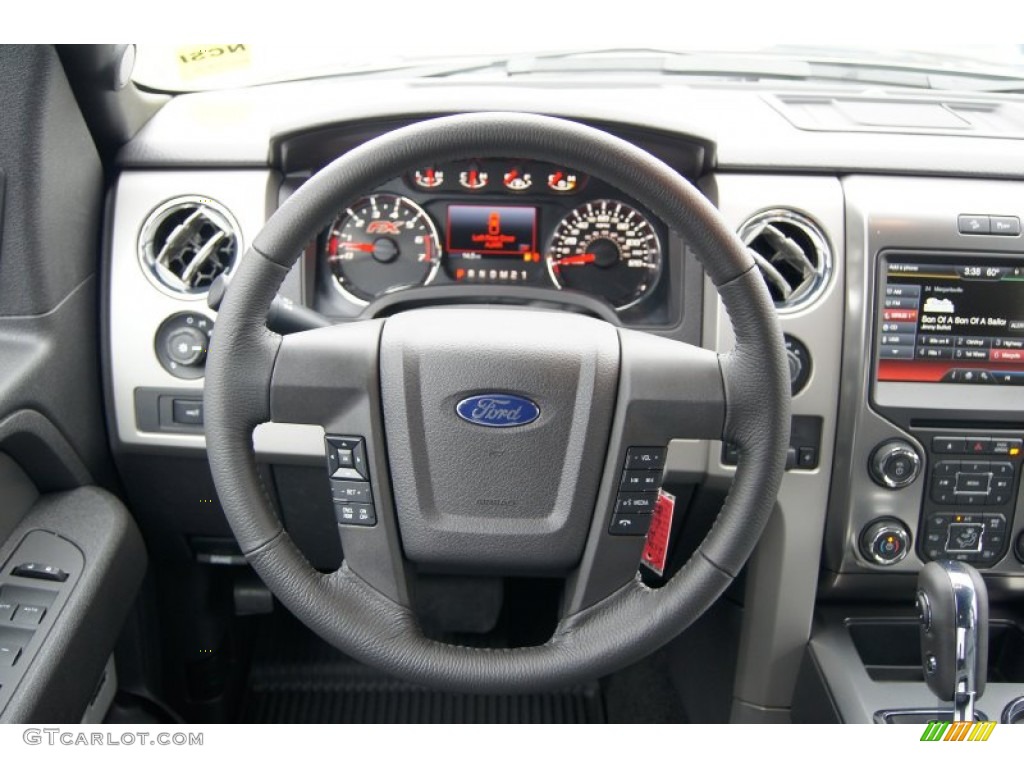 2013 Ford F150 FX4 SuperCrew 4x4 Black Steering Wheel Photo #71960956