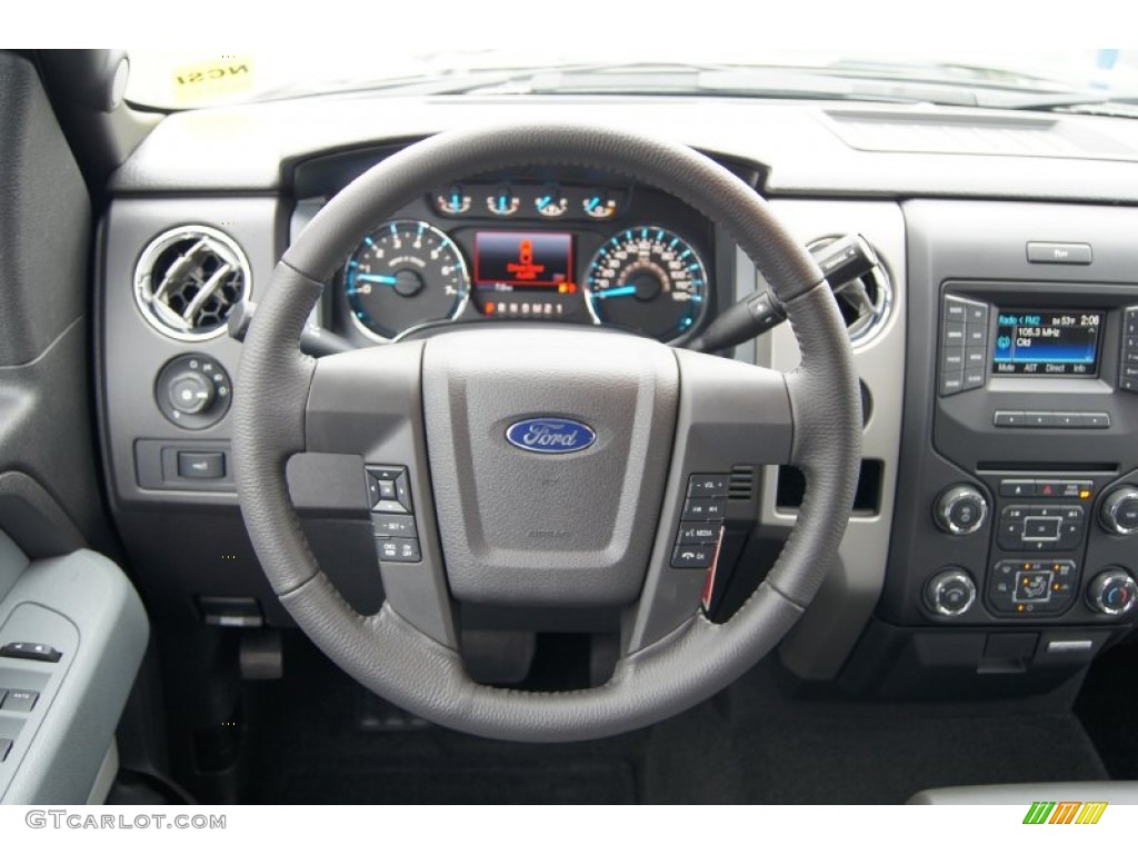 2013 Ford F150 XLT SuperCab 4x4 Steel Gray Steering Wheel Photo #71962849