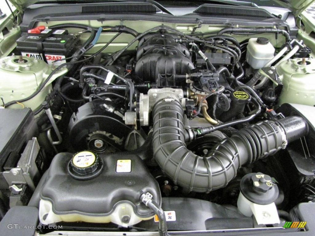 2005 Mustang V6 Premium Coupe - Legend Lime Metallic / Medium Parchment photo #8