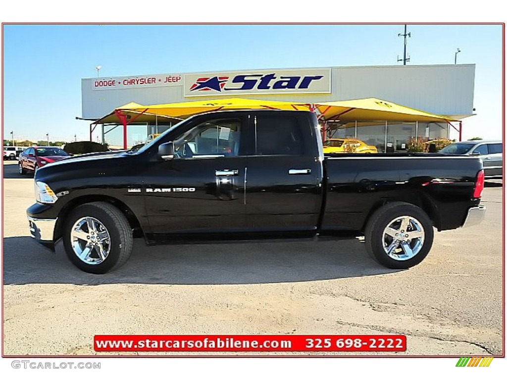 2012 Ram 1500 Lone Star Quad Cab - Black / Light Pebble Beige/Bark Brown photo #2