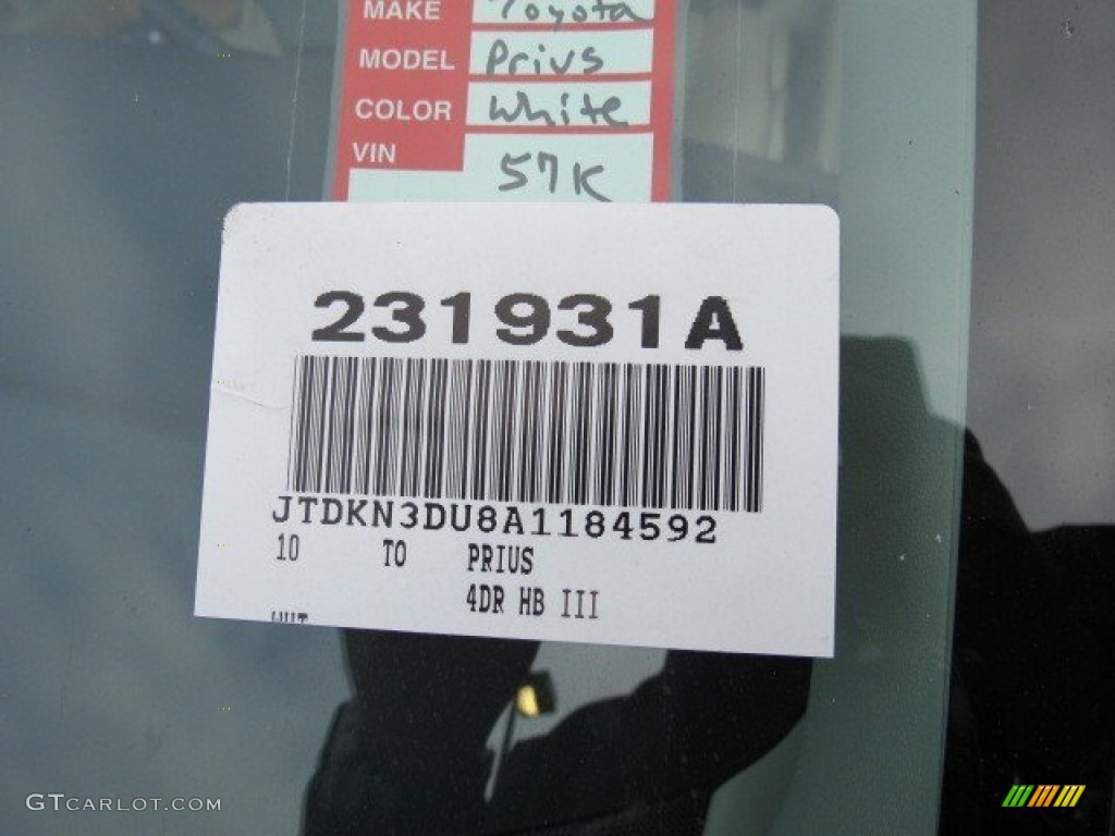 2010 Prius Hybrid III - Blizzard White Pearl / Bisque photo #19
