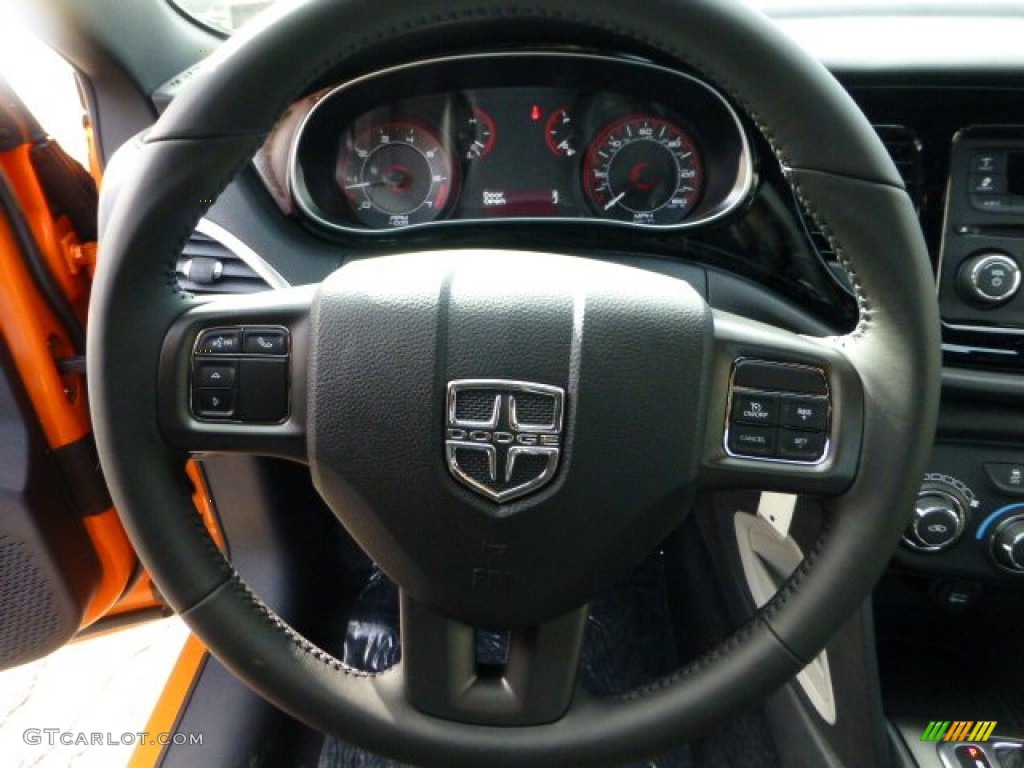 2013 Dodge Dart Rallye Black/Light Diesel Gray Steering Wheel Photo #71975189