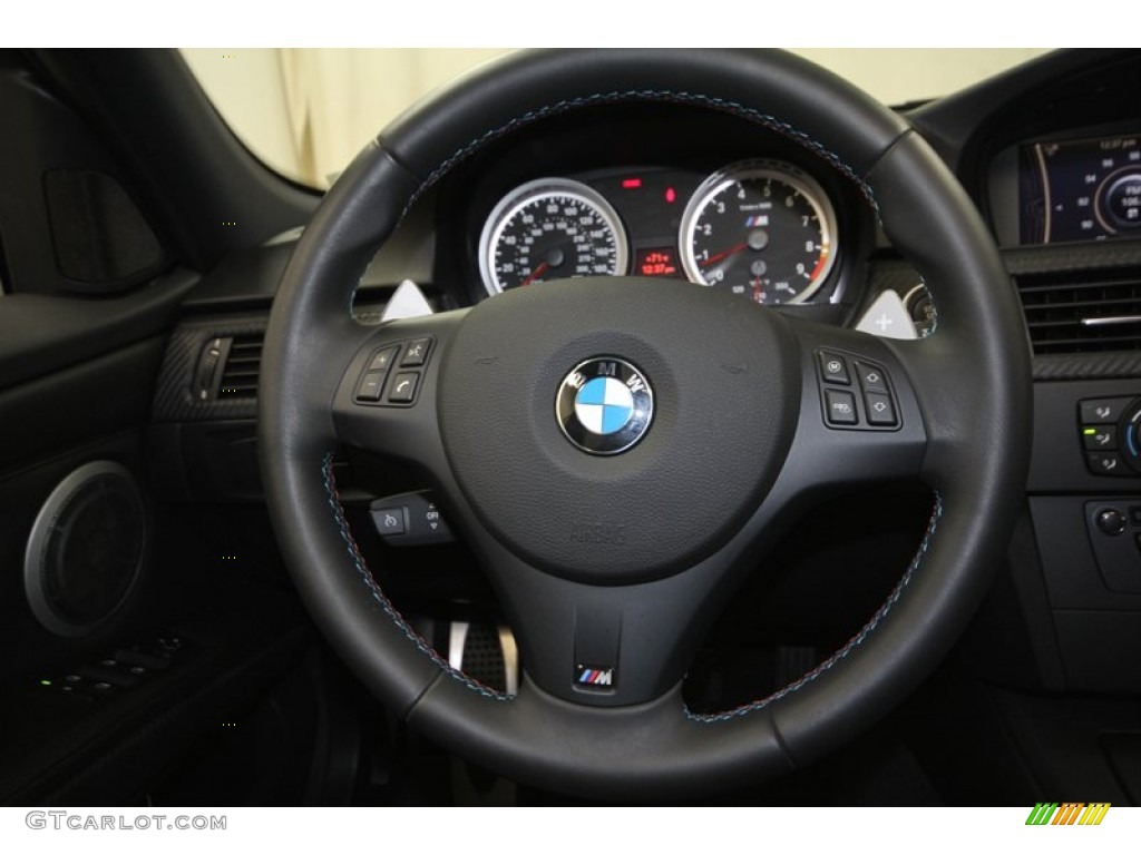 2011 BMW M3 Sedan Black Novillo Leather Steering Wheel Photo #71976448