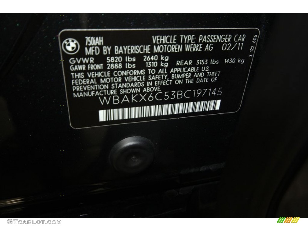 2011 7 Series ActiveHybrid 750i Sedan - Black Sapphire Metallic / Black photo #10