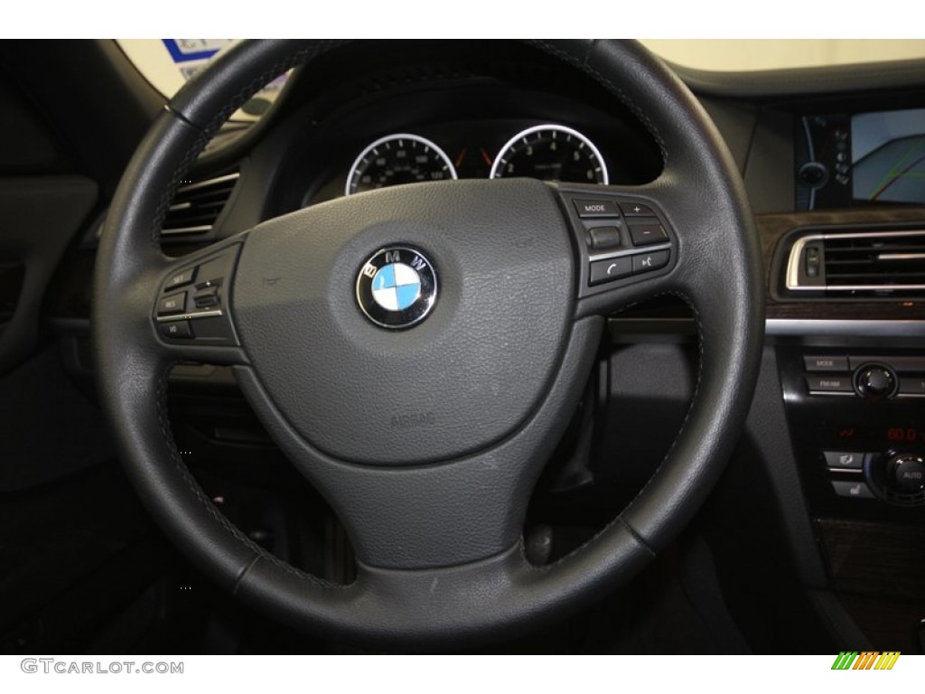 2011 BMW 7 Series ActiveHybrid 750i Sedan Black Steering Wheel Photo #71976676