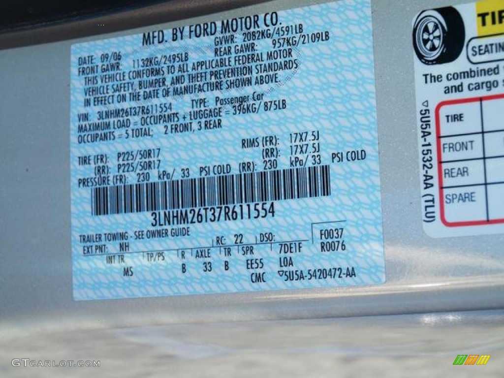 2007 MKZ Color Code NH for Light Sage Metallic Photo #71983905