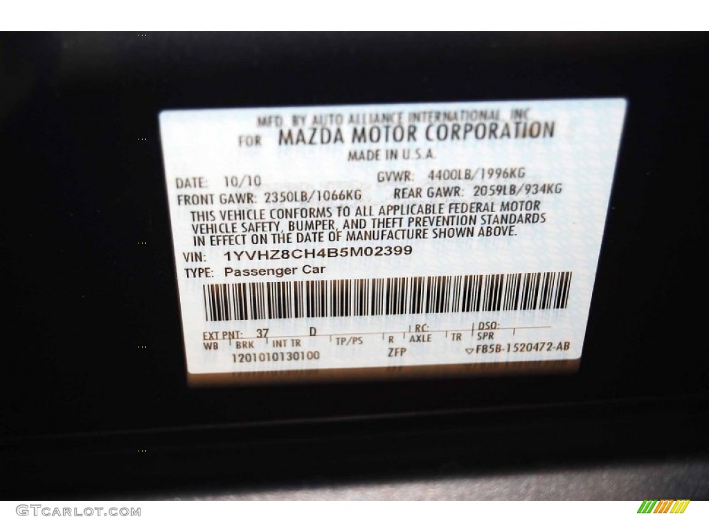 2011 MAZDA6 Color Code 37D for Comet Gray Mica Photo #71983938