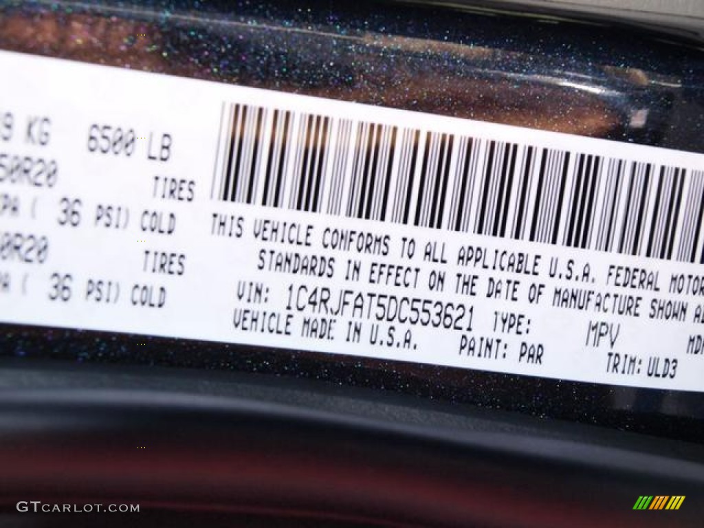 2013 Grand Cherokee Color Code PAR for Maximum Steel Metallic Photo #71985751