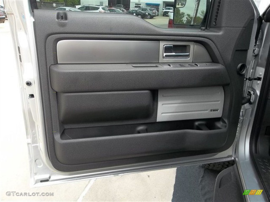 2013 Ford F150 SVT Raptor SuperCrew 4x4 Raptor Black Leather/Cloth Door Panel Photo #71990505