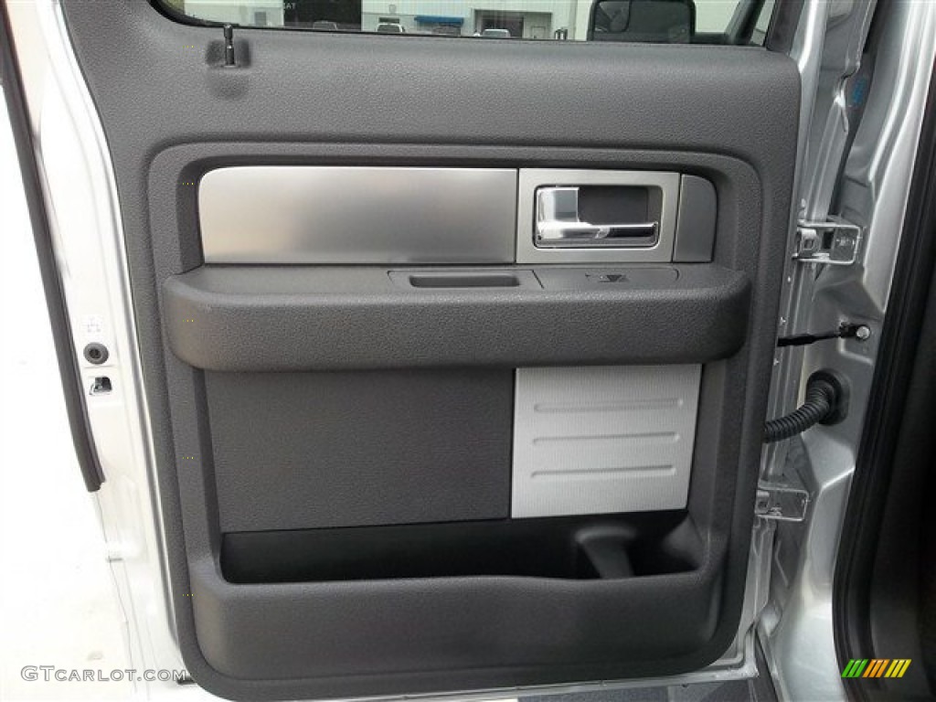2013 Ford F150 SVT Raptor SuperCrew 4x4 Raptor Black Leather/Cloth Door Panel Photo #71990637