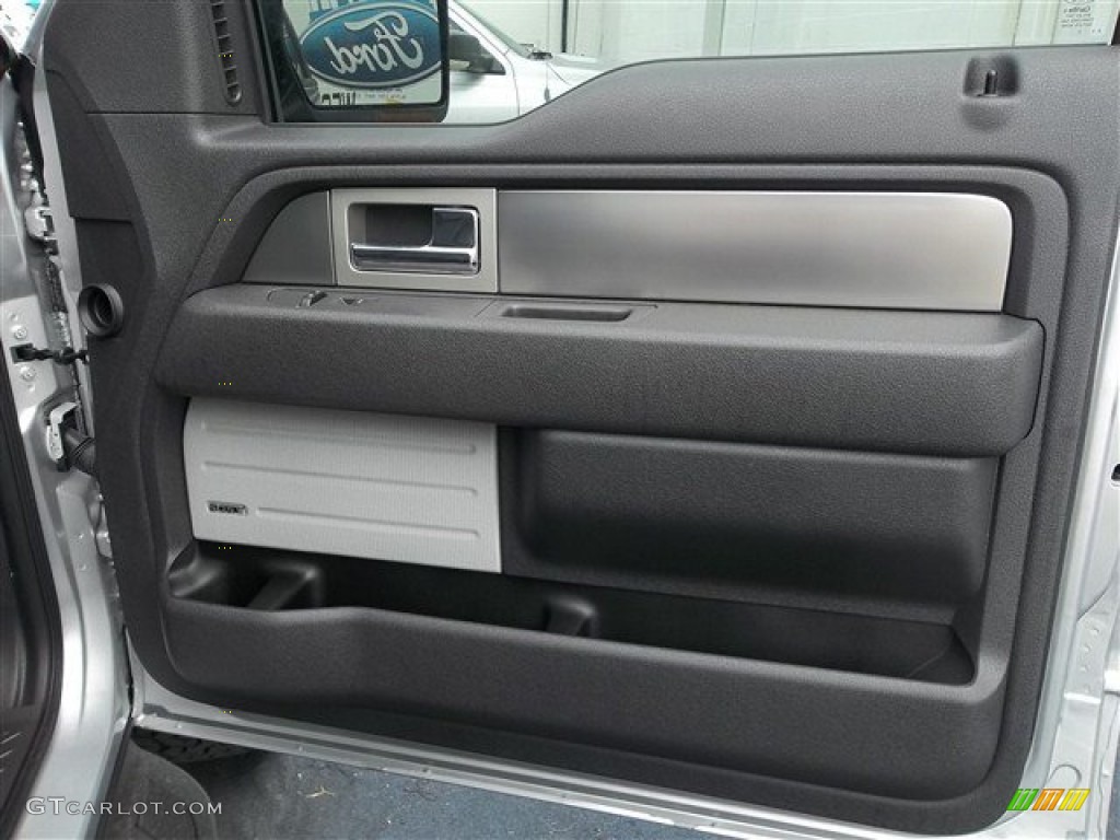 2013 Ford F150 SVT Raptor SuperCrew 4x4 Raptor Black Leather/Cloth Door Panel Photo #71990792
