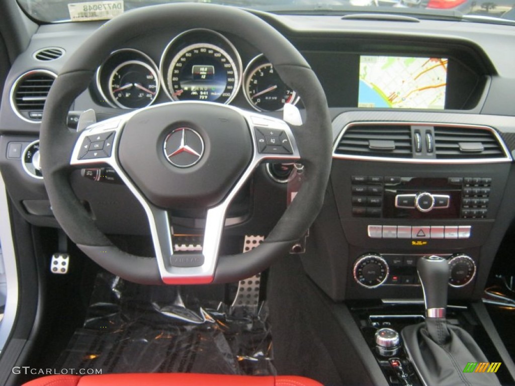 2013 Mercedes-Benz C 63 AMG AMG Classic Red Dashboard Photo #71992065