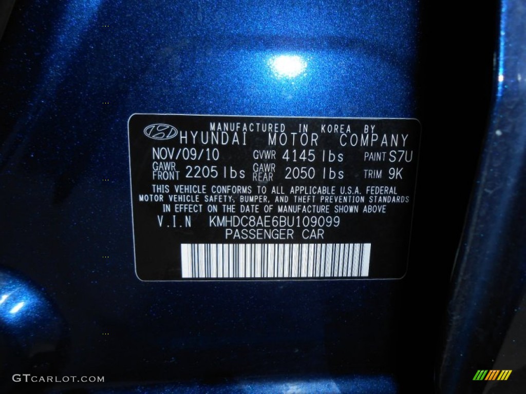 2011 Elantra Color Code S7U for Atlantic Blue Photo #71994435