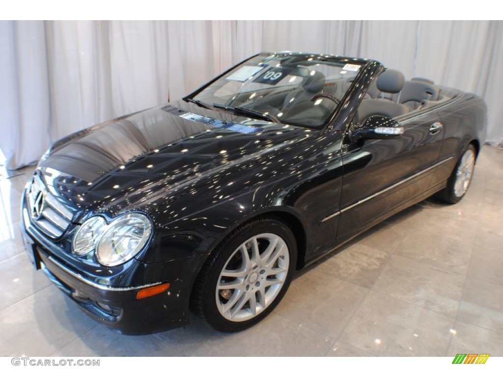 2009 CLK 350 Cabriolet - Majestic Black Metallic / Ash photo #18