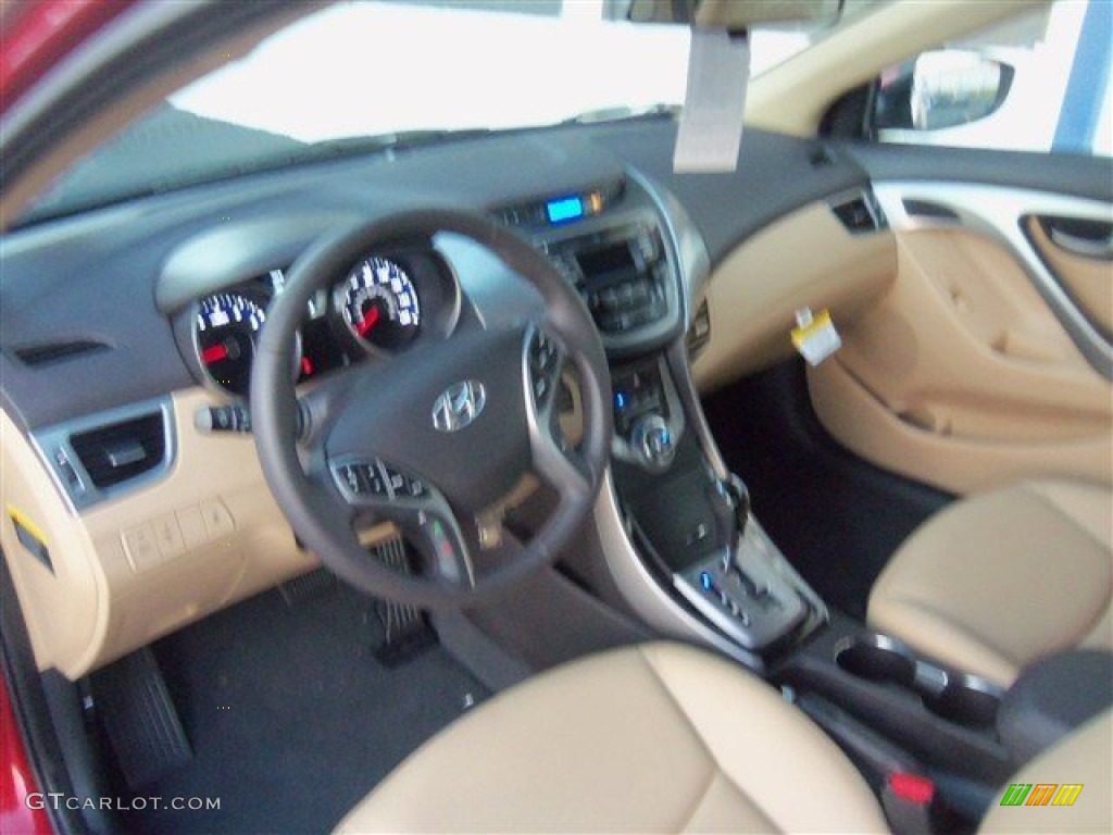 2013 Elantra Limited - Red Allure / Beige photo #10