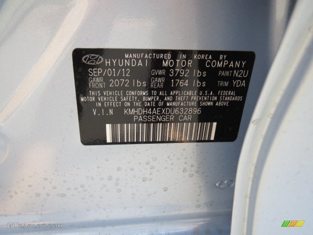 2013 Elantra GLS - Blue Sky Metallic / Beige photo #30