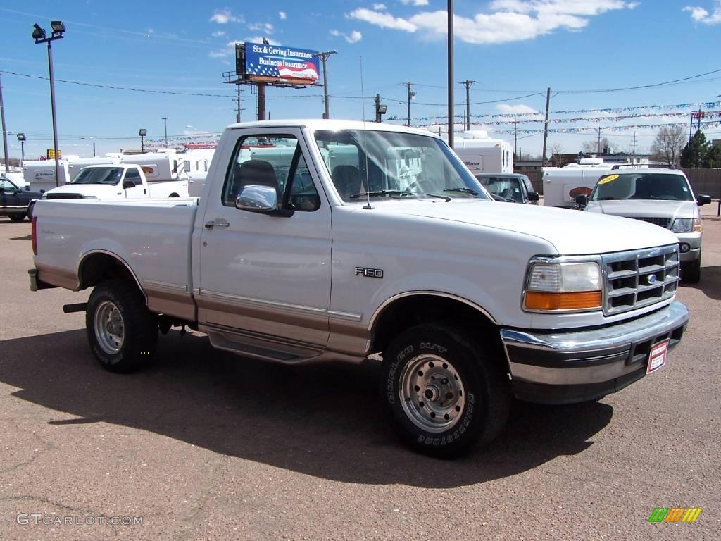 1996 F150 Eddie Bauer Regular Cab 4x4 - Oxford White / Opal Grey photo #2