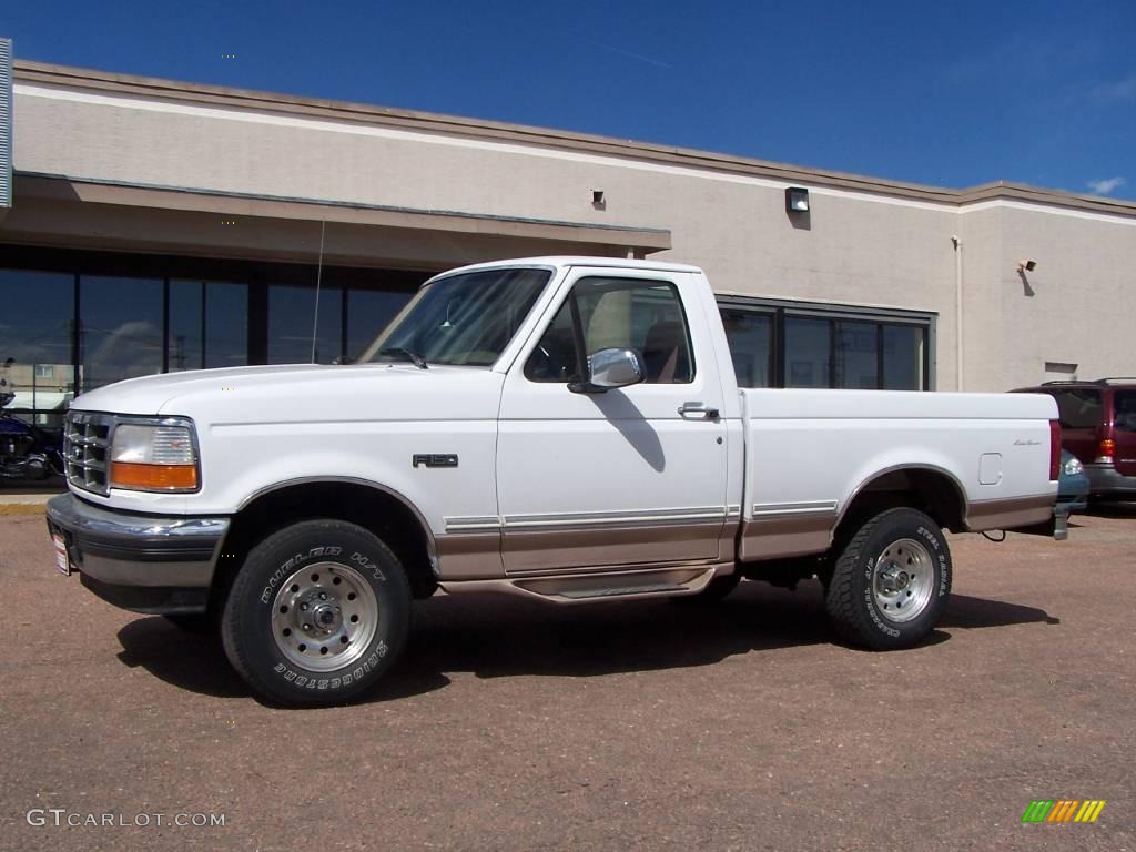 1996 F150 Eddie Bauer Regular Cab 4x4 - Oxford White / Opal Grey photo #5