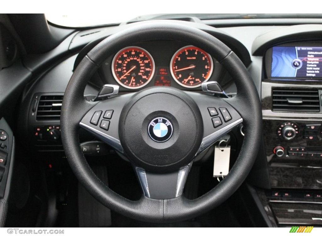 2010 BMW 6 Series 650i Convertible Black Steering Wheel Photo #72010515