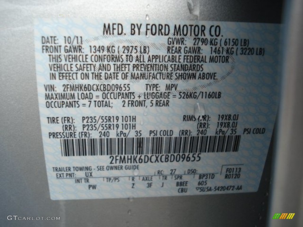 2012 Flex Color Code UX for Ingot Silver Metallic Photo #72011811