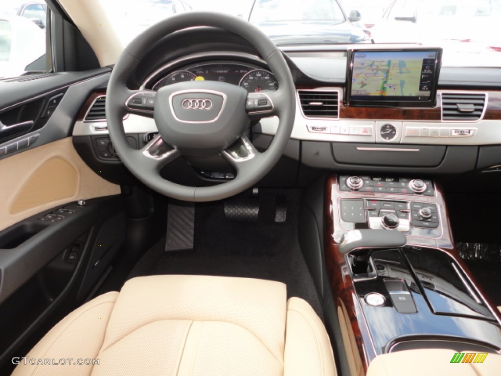 2013 Audi A8 4.0T quattro Velvet Beige Dashboard Photo #72022251