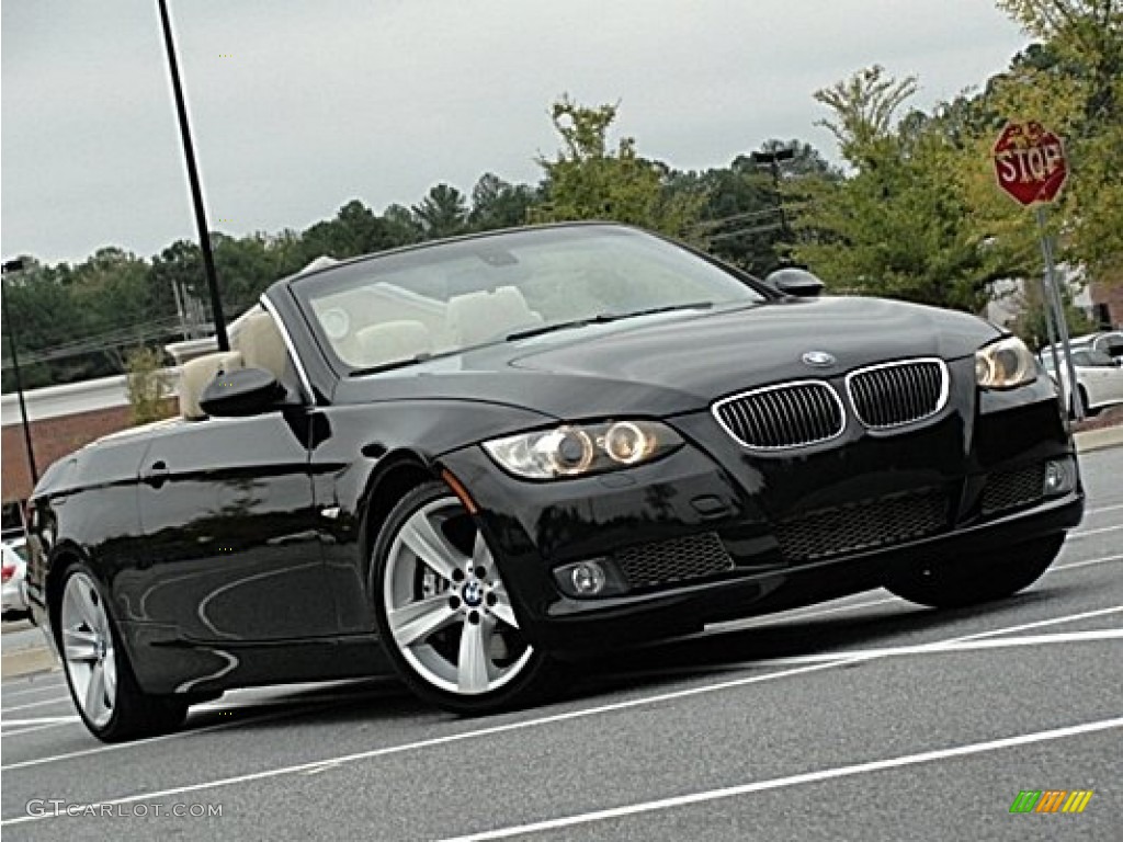 2009 3 Series 335i Convertible - Black Sapphire Metallic / Cream Beige Dakota Leather photo #3