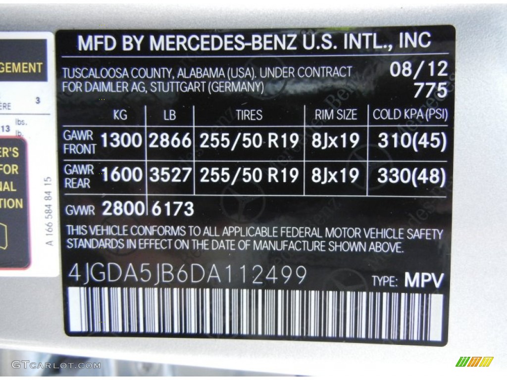 2013 ML Color Code 775 for Iridium Silver Metallic Photo #72025176
