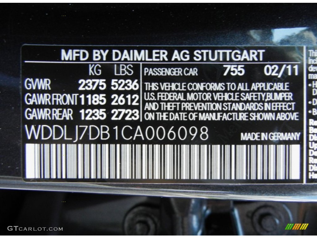 2012 CLS Color Code 755 for Steel Grey Metallic Photo #72025782