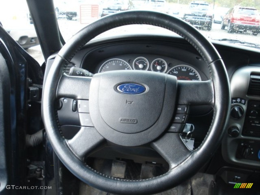 2006 Ford Ranger FX4 SuperCab 4x4 Ebony Black/Red Steering Wheel Photo #72029895