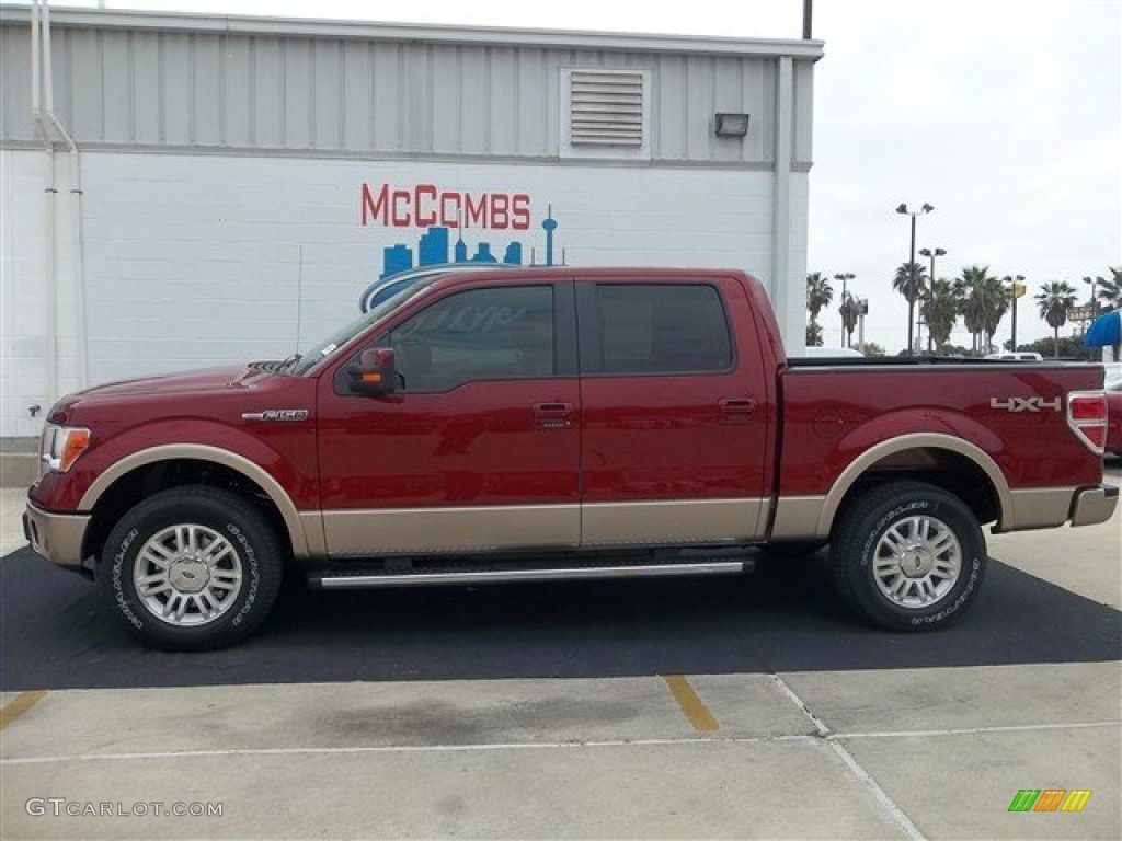 2013 F150 Lariat SuperCrew 4x4 - Ruby Red Metallic / Adobe photo #2