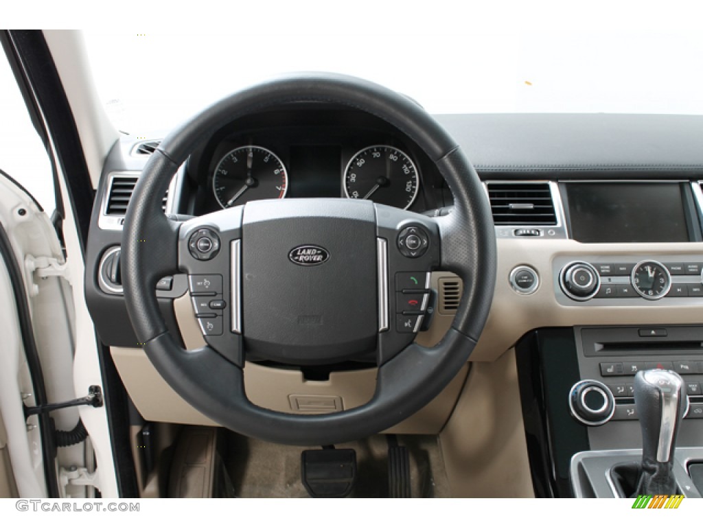 2010 Land Rover Range Rover Sport HSE Almond/Nutmeg Stitching Steering Wheel Photo #72041758
