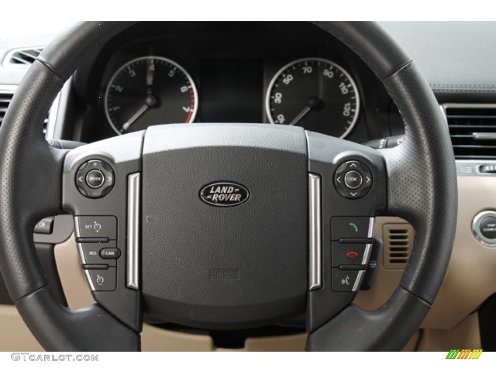 2010 Land Rover Range Rover Sport HSE Almond/Nutmeg Stitching Steering Wheel Photo #72041783