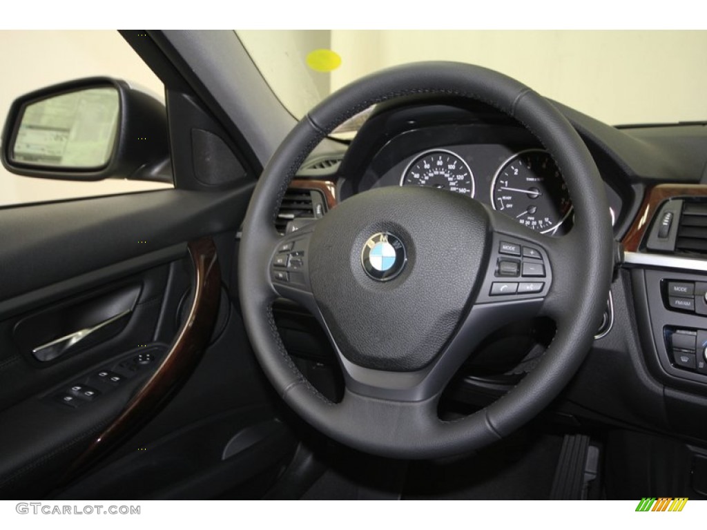 2013 BMW 3 Series 328i Sedan Black Steering Wheel Photo #72042007