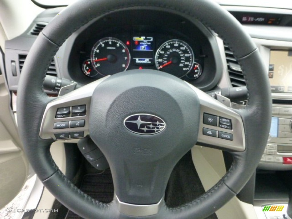 2013 Subaru Legacy 2.5i Limited Warm Ivory Leather Steering Wheel Photo #72042523