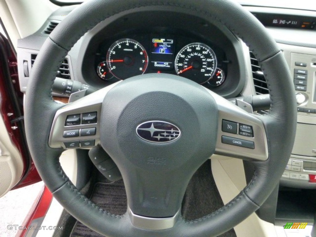 2013 Subaru Legacy 2.5i Limited Warm Ivory Leather Steering Wheel Photo #72043030