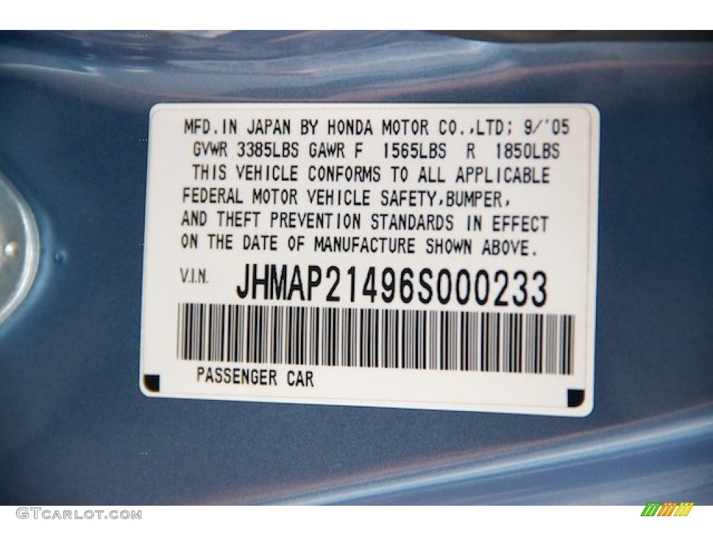 2006 Honda S2000 Roadster Info Tag Photos