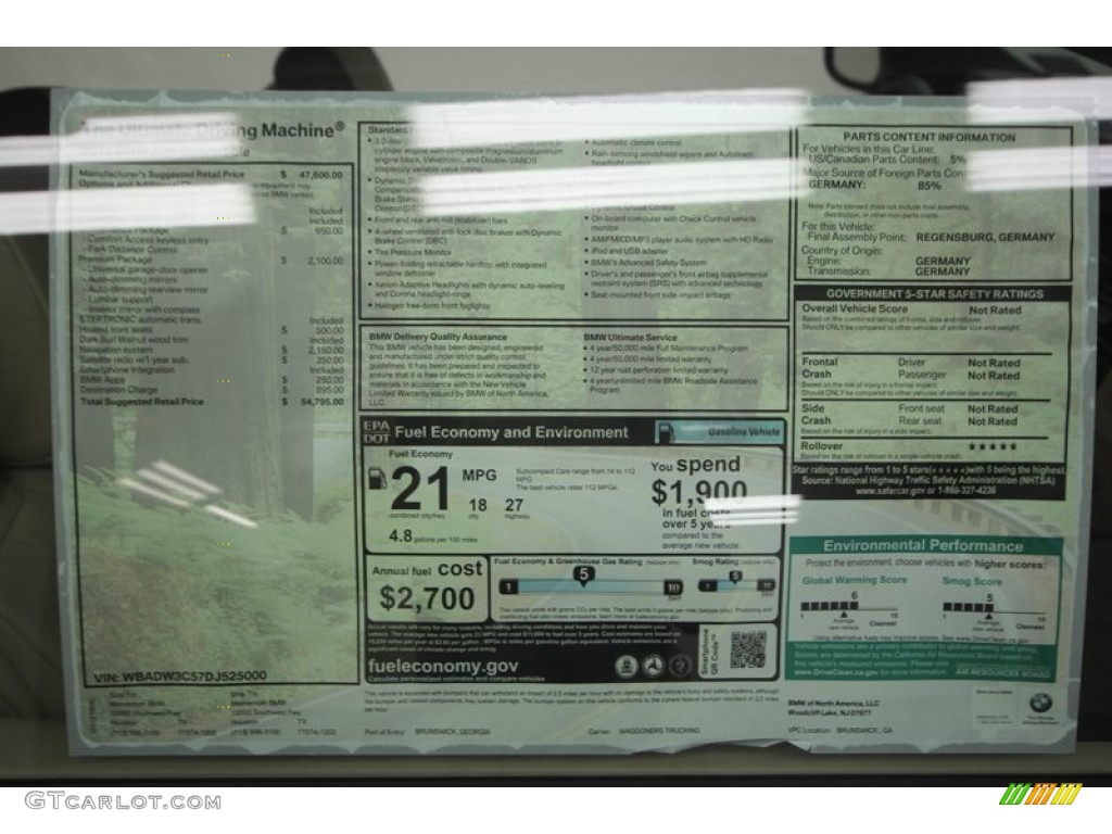 2013 BMW 3 Series 328i Convertible Window Sticker Photo #72044578