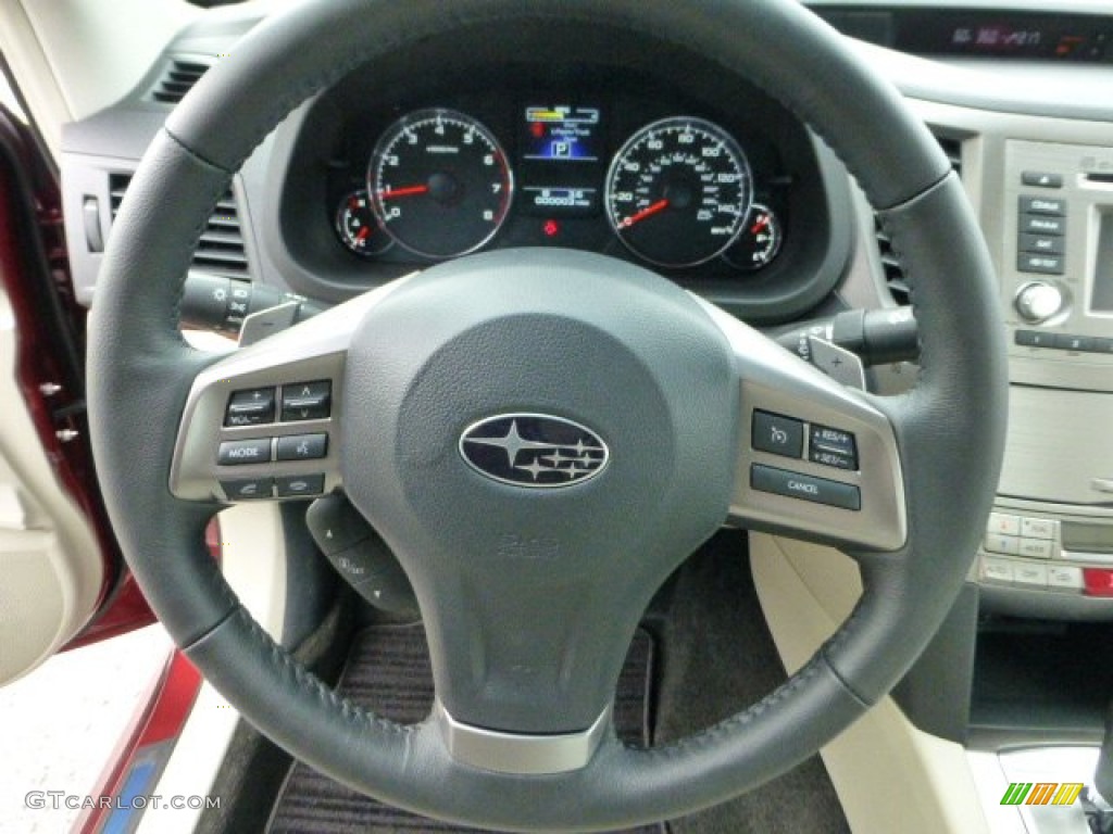 2013 Subaru Legacy 2.5i Limited Ivory Steering Wheel Photo #72046780