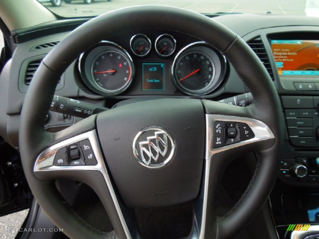 2013 Buick Regal Turbo Ebony Steering Wheel Photo #72048352