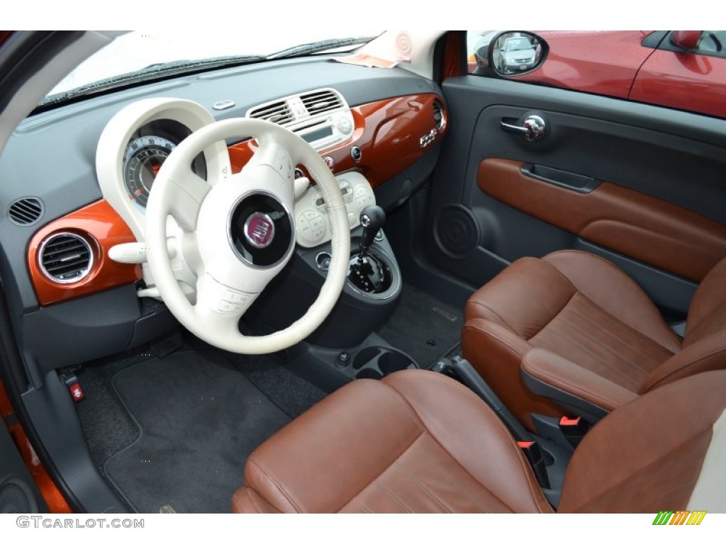 2012 500 c cabrio Lounge - Rame (Copper Orange) / Pelle Marrone/Avorio (Brown/Ivory) photo #4