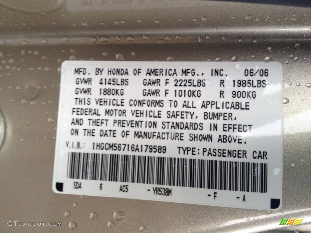 2006 Accord EX Sedan - Desert Mist Metallic / Ivory photo #12