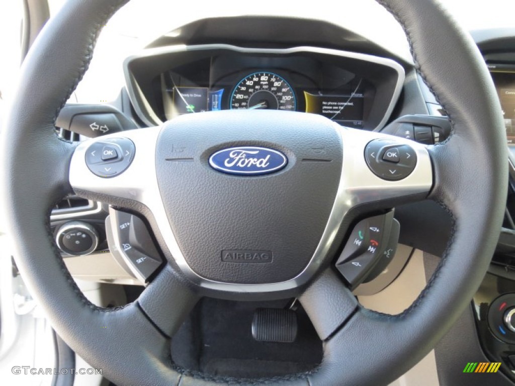 2013 Ford Focus Electric Hatchback Electric Medium Light Stone Eco-friendly Cloth Steering Wheel Photo #72062665
