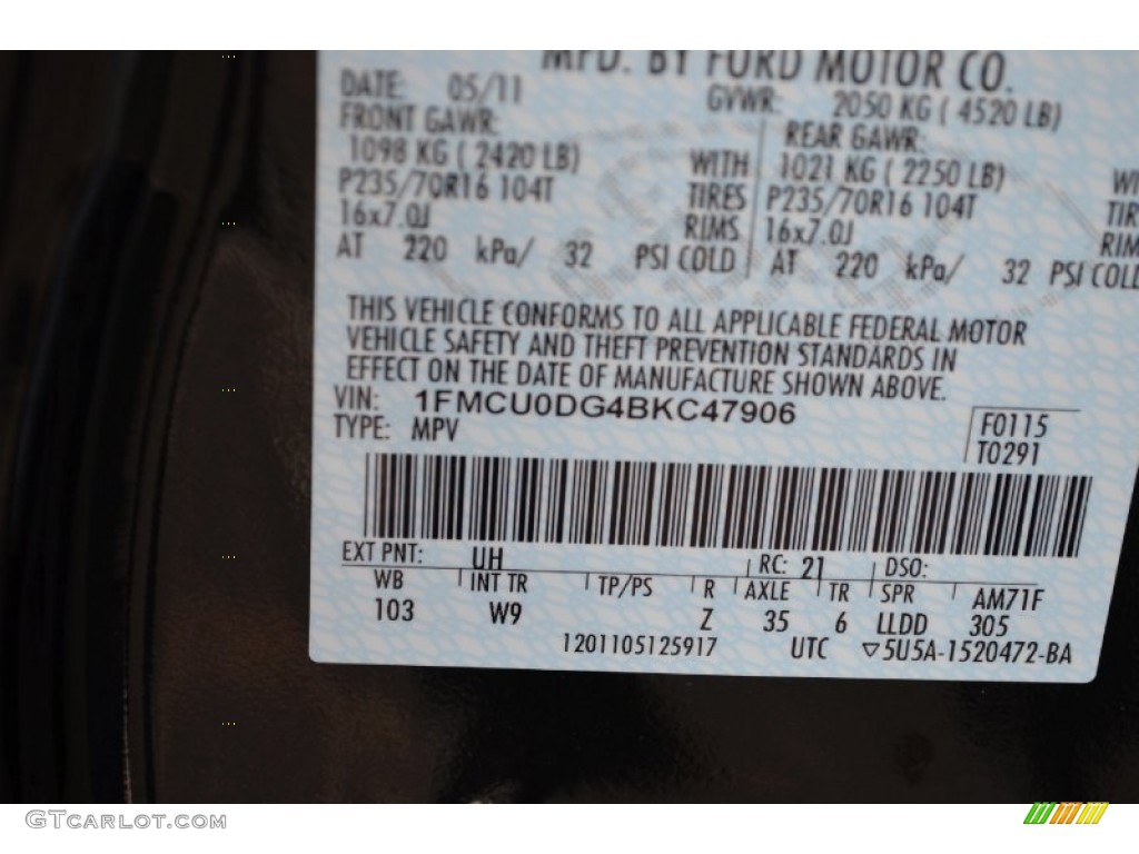 2011 Escape XLT V6 - Tuxedo Black Metallic / Charcoal Black photo #31