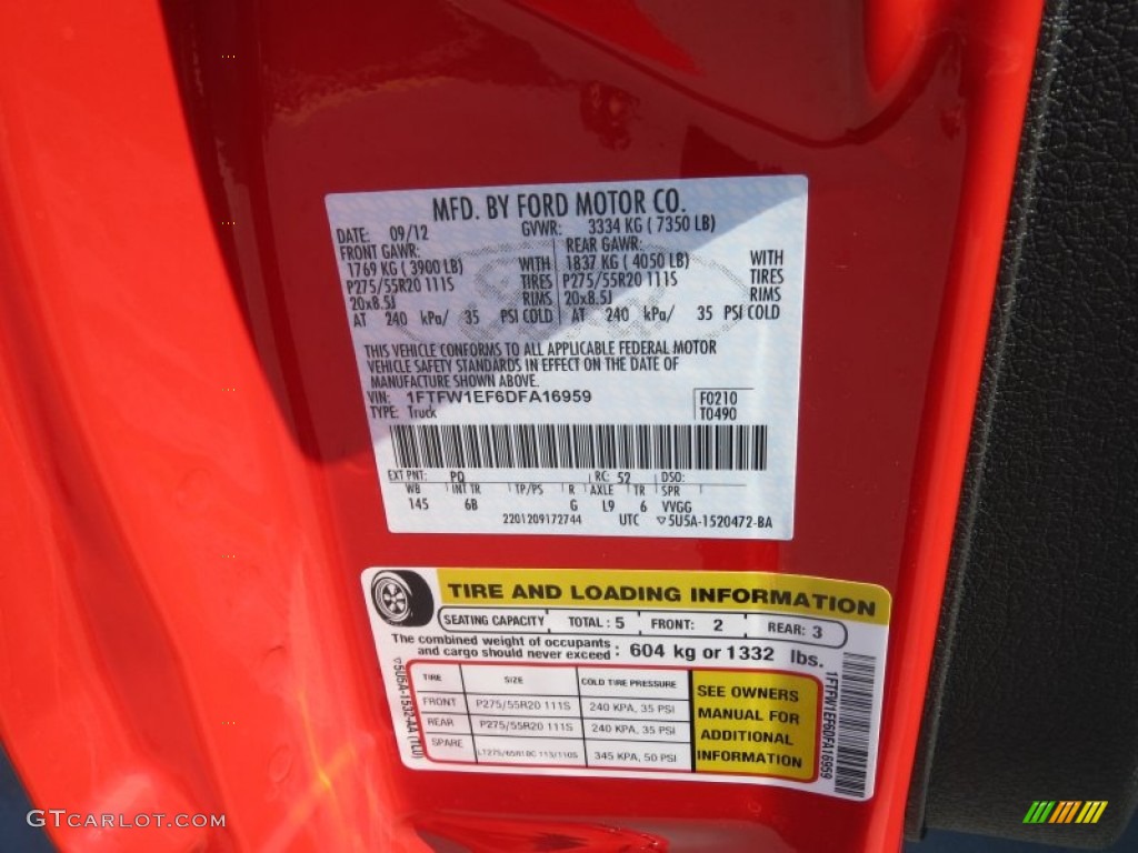 2013 F150 Color Code PQ for Race Red Photo #72071239