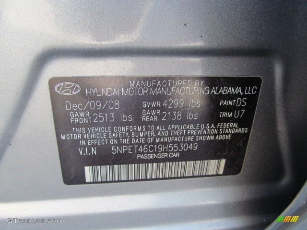2009 Sonata GLS - Willow Gray / Gray photo #23