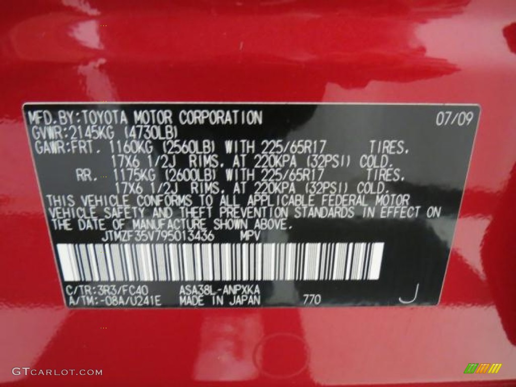 2009 Toyota RAV4 I4 Parts Photos