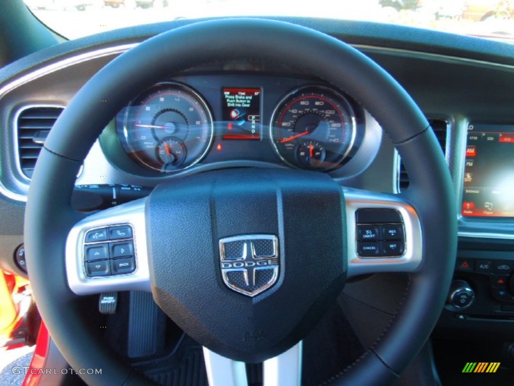 2013 Dodge Charger SXT Black Steering Wheel Photo #72073184