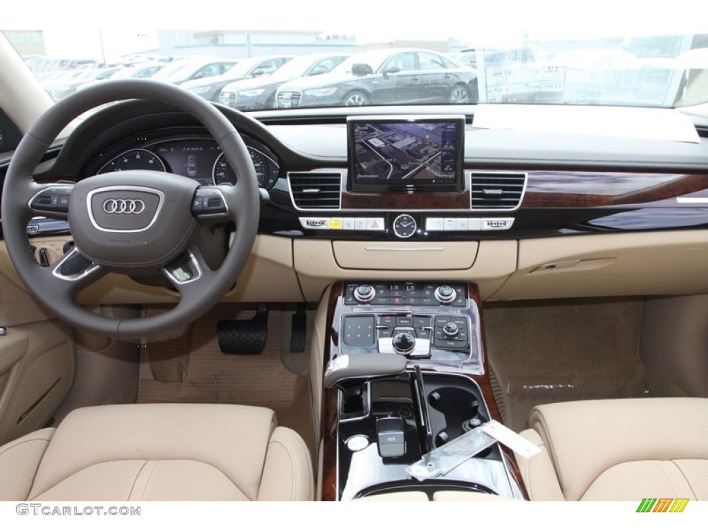 2013 Audi A8 L 4.0T quattro Velvet Beige Dashboard Photo #72073873