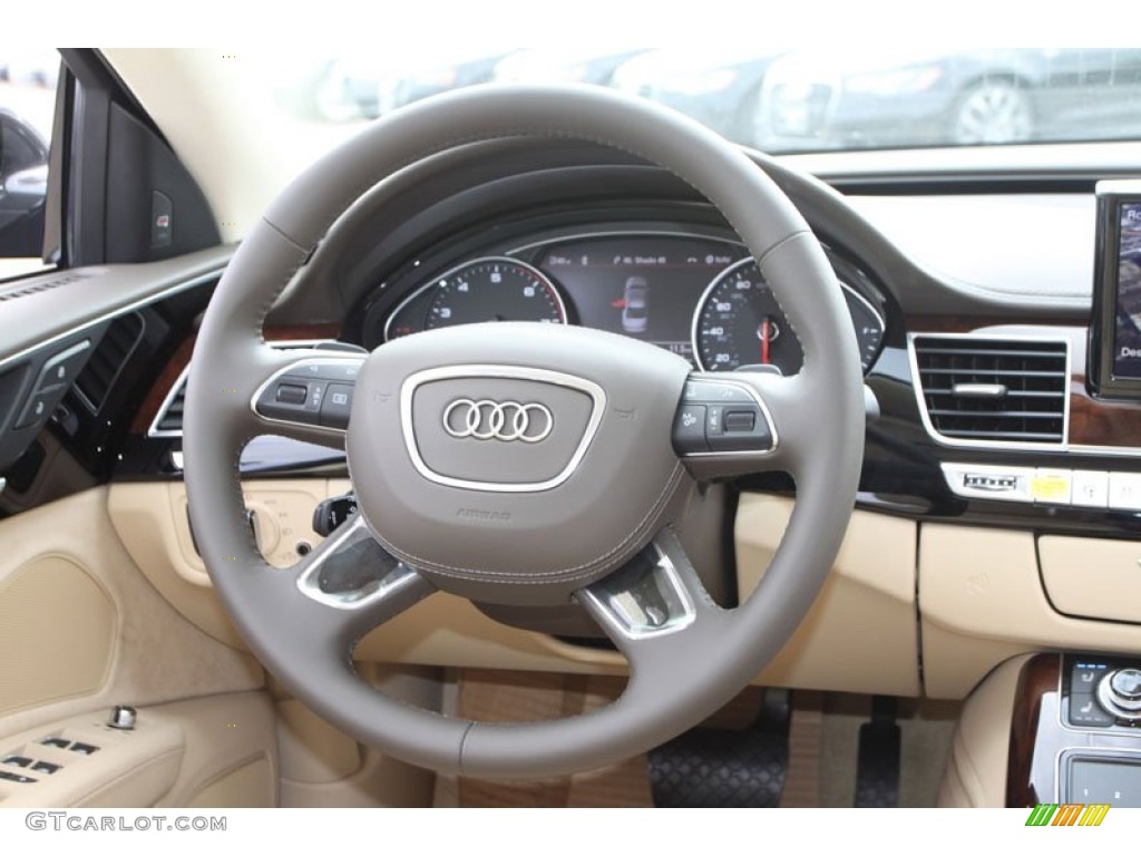 2013 Audi A8 L 4.0T quattro Velvet Beige Steering Wheel Photo #72073897